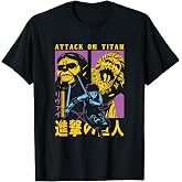 Attack on Titan Season 4 Split Titan Faces Attack Pose Anime T-Shirt