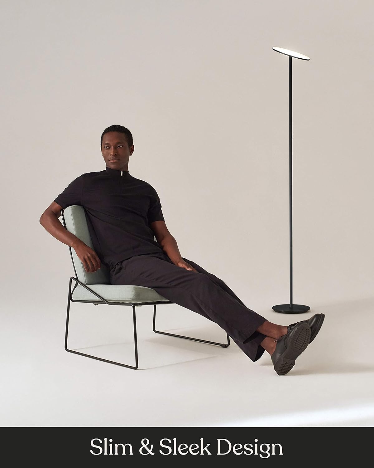 Brightech Sky LED Torchiere Super Bright Floor Lamp - Contemporary, High Lumen Light for Living Rooms & Offices - Dimmable, Indoor Pole Uplight for Bedroom Reading - Black - - 