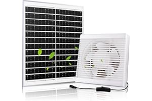 Fanspex Solar Powered Exhaust Fan, 20W Solar Panel 8" Shutter Vent Fan Kit for Outside Greenhouse Shed Attic Chicken Coop, 36dB Low Noise, Up to 328 CFM