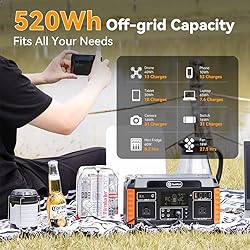 Flashfish 560W Portable Power Station 520Wh, Pure