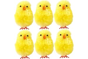 Easter Chicks, 6Pcs Baby Chicks, Fluffy Mini for Easter Crafts, Bonnet & Basket Decorations, 4cm Plush Chick Ornaments, Decor
