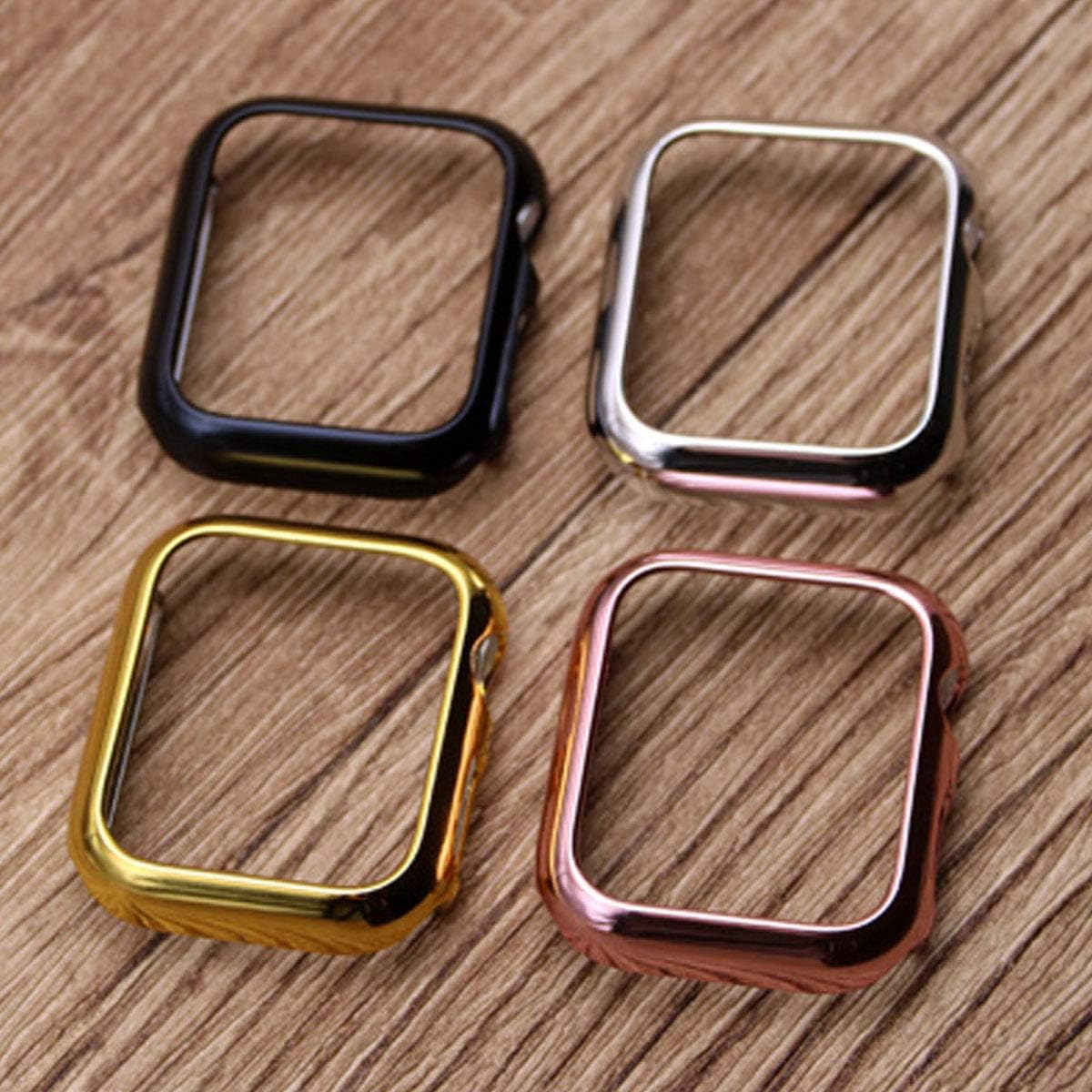 JEDEW [4 Pack] Compatible with Apple Watch Case 44mm/40mm, PC Plating Hard Bumper Case Shiny Lightweight Guard Shockproof Frame Protector Plated Cover for iWatch Series 4 (4-Pack Colors, 44mm)