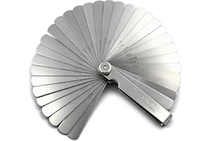 HANDOOK Stainless Steel Feeler Gauge Universal Standard SAE and Metric Offset Valve Thickness Gauge 32-Piece Blade Tool for Measuring Gap Width/Thickness