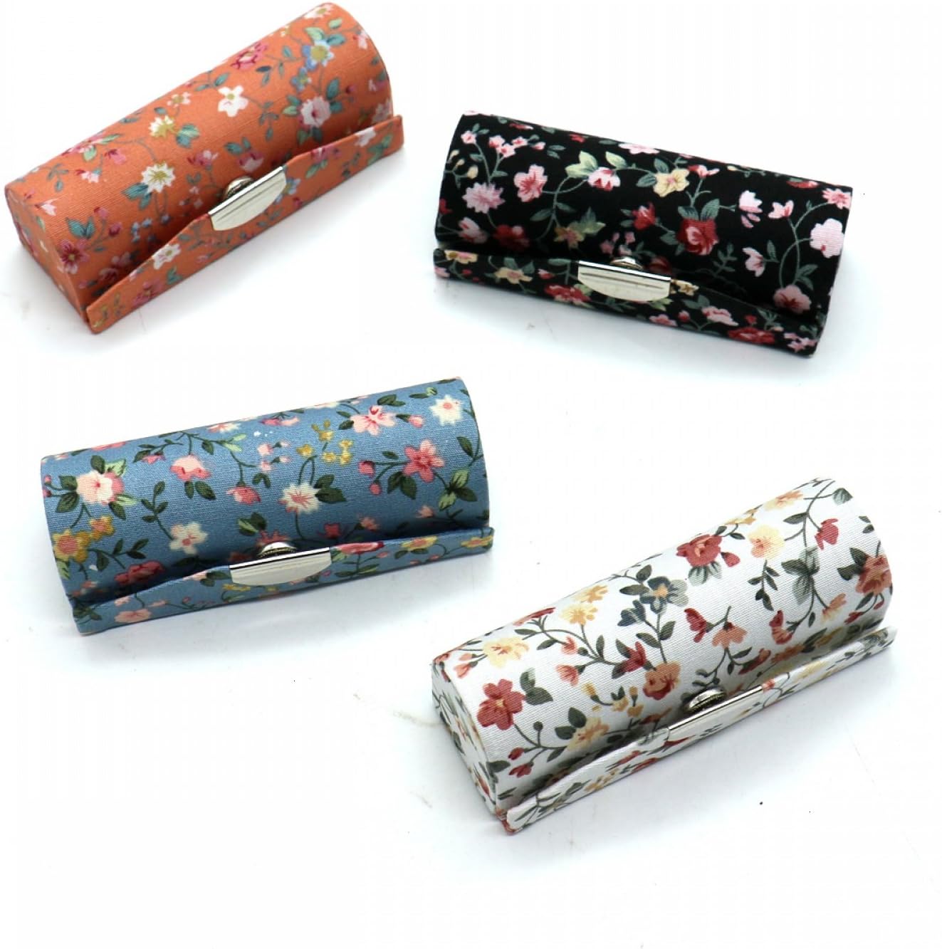 SenseYo 4 Pcs Ladies Floral Lipstick Case Holder with Mirror, Cosmetic Storage Kit Makeup Travel Cases Organizer Bag for Purse: Home & Kitchen