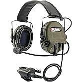 TACGZGJSM TAC200PROULTRA Tactical Headset,Ear Protection,Electronic Noise Canceling Headphones,with U94 PTT,for Airsoft,Hunting (Army Green)