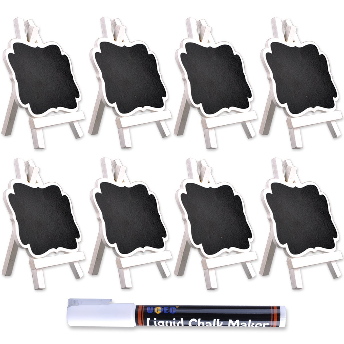 UCEC Mini Chalkboards with White Wooden Easel, Suit for