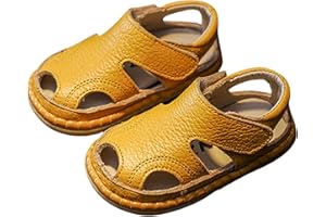 Toddler Leather Soft Barefoot Sandals Flat Bottom Non Slip Strap Hook Loop Shoes Summer Baby Kids Beach Water Sandals