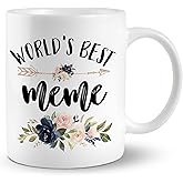 JRTW Meme Mug, Meme Coffee Cups Ceramic, World's Best Meme Coffee Mug, Meme Gifts, Meme Gifts for Grandma, Gifts for Meme, Best Grandma Gifts, Meme Coffee Mug Gifts for Meme