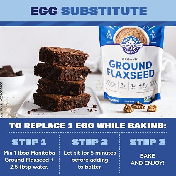 MANITOBA HARVEST ORGANIC GROUND FLAXSEED, 3G PLANT BASED PROTEIN AND 4.5G OMEGAS 3 & 6 PER 15G SERVING – PERFECT FOR SMOOTHIES, YOGURT & CEREAL – NON-GMO, ORGANIC, VEGAN, 14OZ (PACK OF 1)