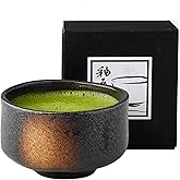 JapanBargain 4710, Japanese Matcha Bowl Chawan Porcelain Tea Bowl for Green Tea Ceremony Made in Japan (1, Black/Gold)
