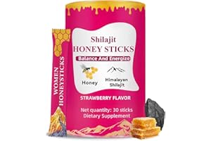 ATUMOM Shilajit Honey Sticks for Women, Strawberry Honeysticks, Natural Energy & Vitality Booster with Shatavari & Saffron for Hormonal Balance, Focus & Stamina - 30 Sticks (1pc)