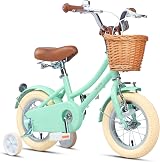 Glerc 12 Inch Kids Bike Mint Green with Basket Stabilisers Bell 3-5 Years