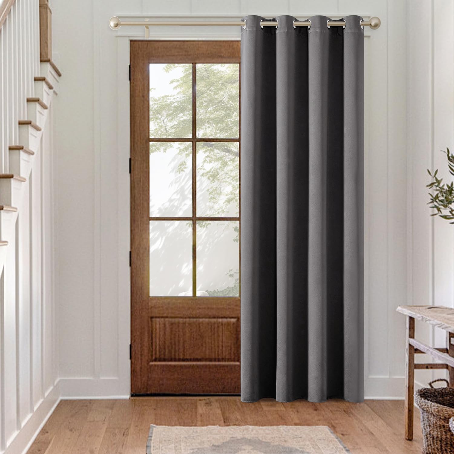 MIULEE Blackout Curtain for Living Room, Super Soft Black Out Curtain with Eyelet, Thermal Insulated Room Darkening Window Drape for Bedroom W55 X L88 inch Grey, 1 Panel