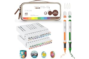 48 Colors Acrylic Paint Markers with Storage Bag, High-Coverage Opaque Quick-Dry Paint Pens, Soft Brush Tip Waterproof Acryli