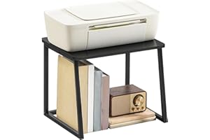 HOOBRO Printer Stand with Storage for Desk, 2-Tier Desktop Printer Shelf, Desk Organizer for Office, Kitchen, Living Room, Bl