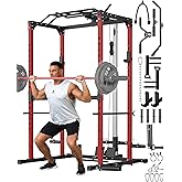 GarveeLife Power Cage, Power Racks for Home Gym with Pulley System, 1200 LBS Weight Capacity Multi-Functional Squat Rack for 