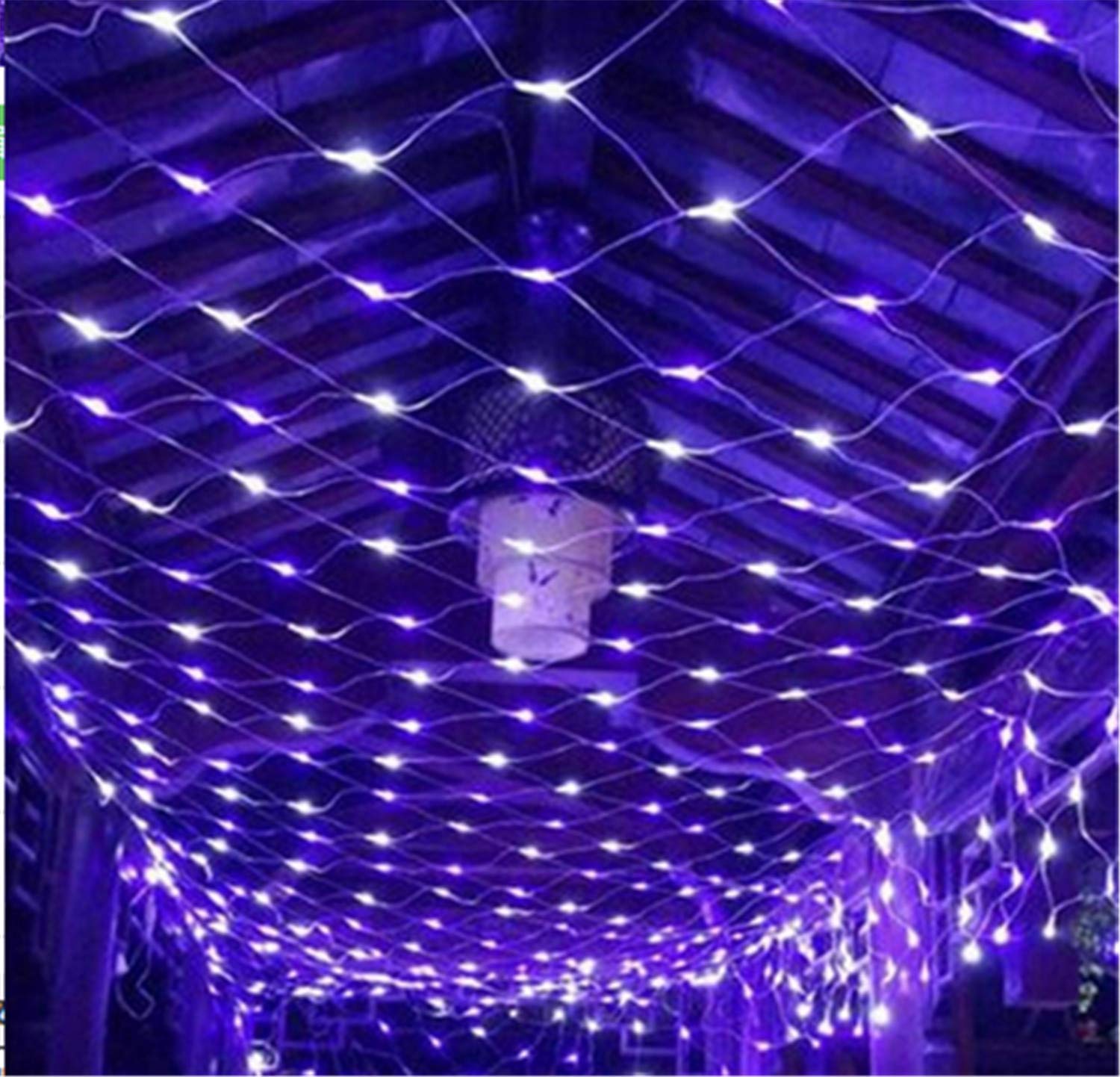 Solar Net String Lights, 100Led Backyard Patio Net Light Balcony Fence Mesh Fairy Light String Outdoor Waterproof 1.1mx1.1m 8 Modes Outside Garden Light (Purple)