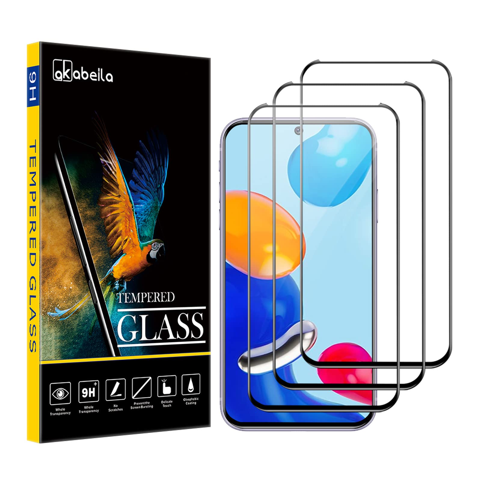 AKABEILA [3 Pack] Screen Protector for Xiaomi Redmi 10C 4G Tempered Glass Protective Film 9H Hardness Case Friendly Anti Scratch Bubble Free