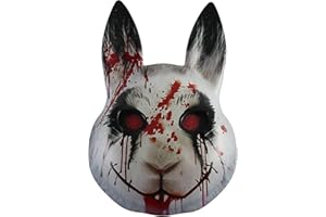 Halloween Bunny - Scary Bloody Plush Head, Halloween Face Masque | Rabbit Face For Adults Kids, Costume Dress Up Props For