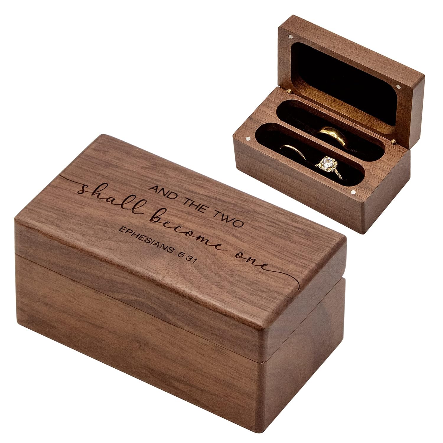 MUUJEE Engraved Ring Box (Two Become One) - Wedding