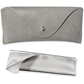 LogHog Portable Leather Glasses Case,Flexible Sunglasses Pouch Slim Case for Women Men Horizontal Eyeglass Case