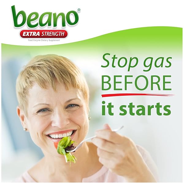 BEANO DIGESTIVE ENZYME, PREVENTIVE GAS RELIEF FOR ADULTS, HELPS PREVENT GAS & BLOATING, 100 TABLETS