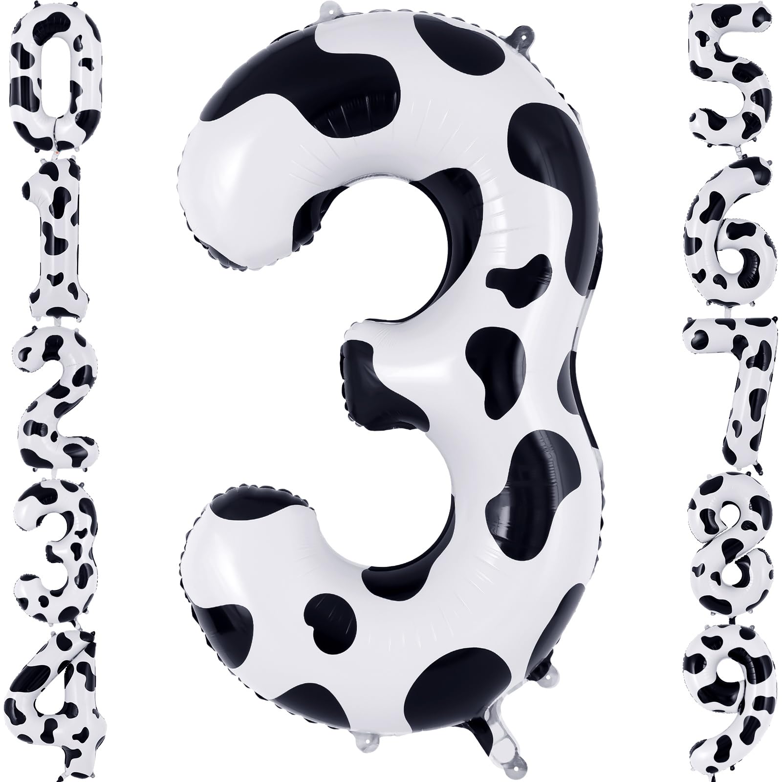 Photo 1 of Cow Print Number 3 Balloon, Large 40 Inch Cow Number Birthday Balloons, Foil Mylar Number 3 Balloons for 3 Year Old Birthday Party Decorations Supplies Animal Farm Cowboy Cowgirl Themed Party