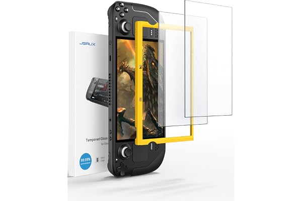 JSAUX 2-Pack Anti Glare Screen Protector for Steam Deck, 9H Hardness Matte Tempered Glass for Steam Deck OLED with Guiding Frame, Scratch Resistant, Comes with Toolkits