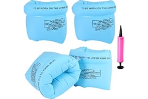 4 PCS Arm Floaties Inflatable Swim Arm Bands Floater Sleeves Swimming Rings Kids Children Toddlers Adults -Blue