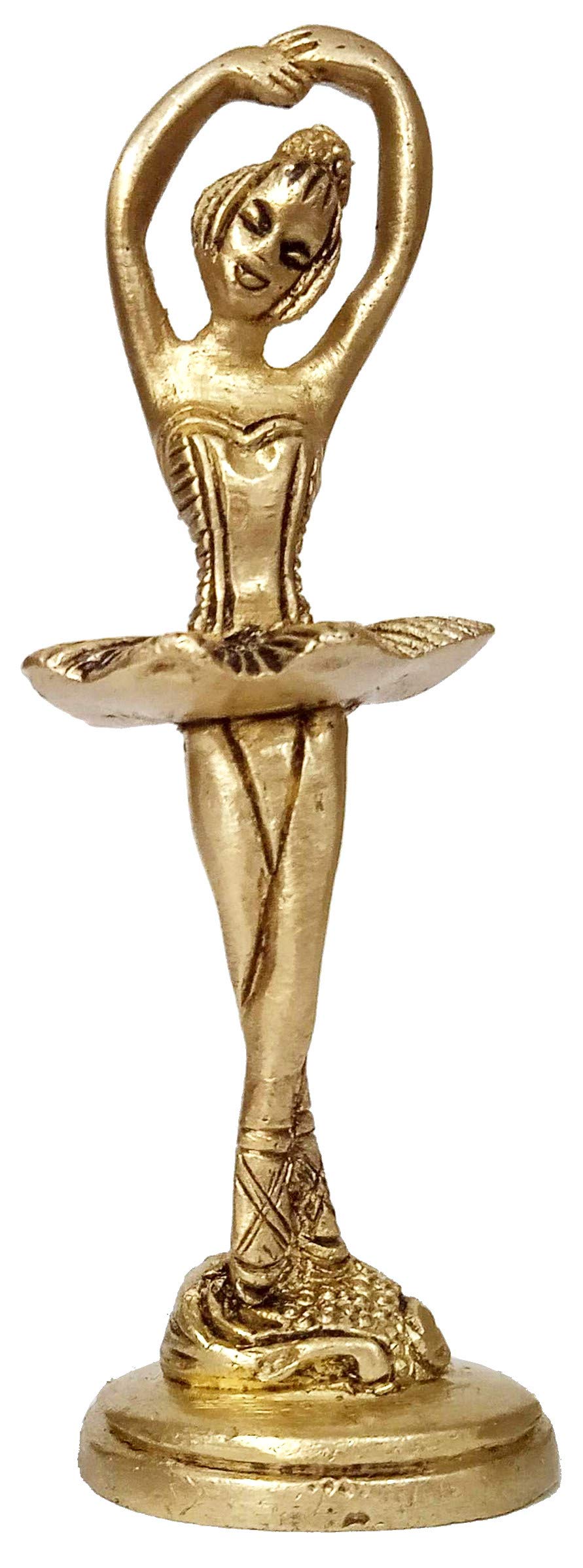 Purpledip Brass Statue Ballet Dancing Girl: Ballerina In Dance Pose (12264E)