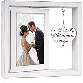 Apjielop Engagement Gifts for Couples - Rotating Floating Let the Adventure Begin Picture Frame for Newly Engaged Couples, Engagement Gifts for Best Friends Him Her Bride to Be Photo Frame 4"×6"