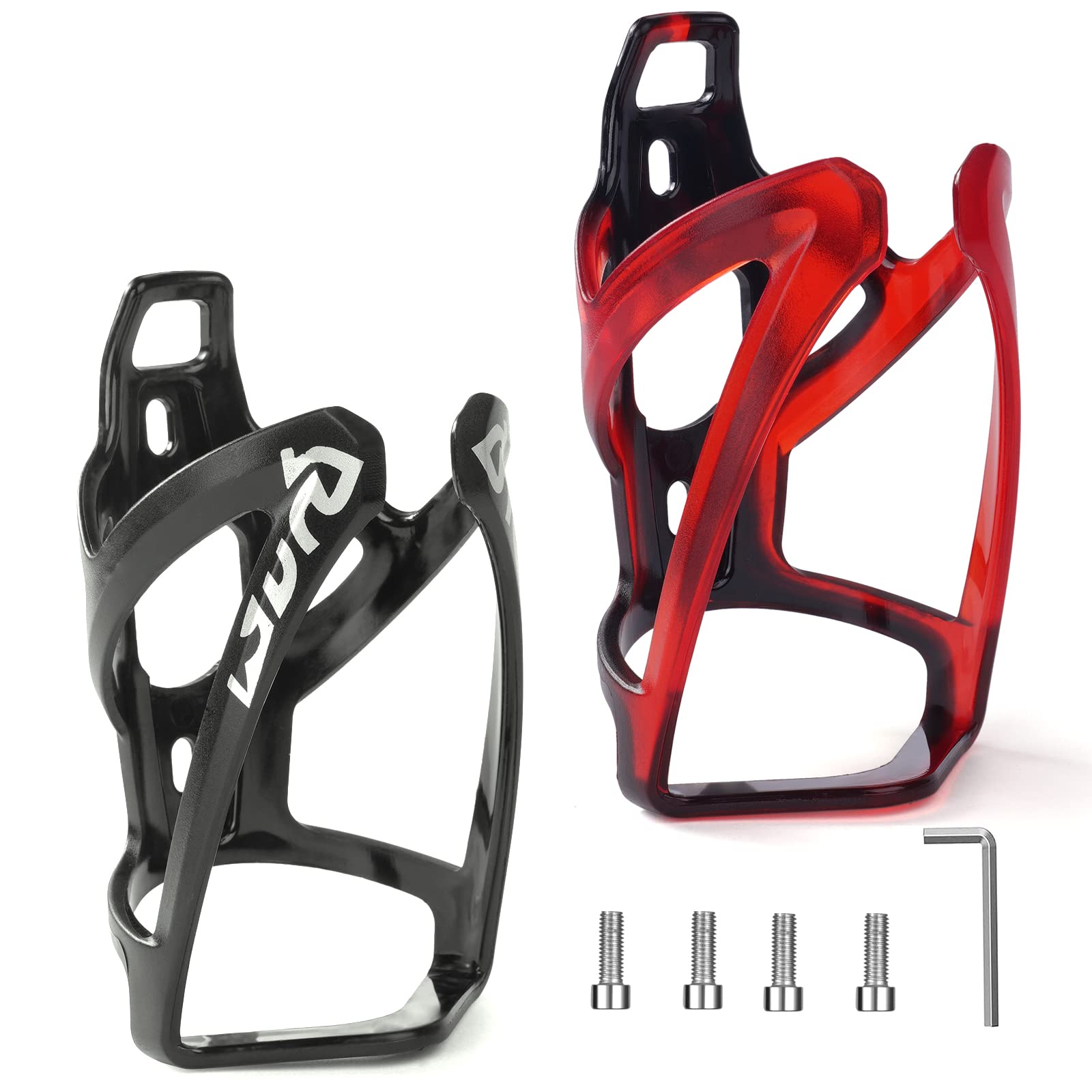 Ainiv Bike Water Bottle Cage, 2PCS Plastic PC Bike Water Bottle Holder, Bicycle Cup Holder, Cycling Bottle Holder for Road Bike and Mountain Bike, Black + Black Red — image 1