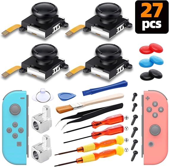 Joycon Joystick Replacement, (4 Pack) 3D Analog Joy Stick Parts for Nintendo Switch Joy Con
