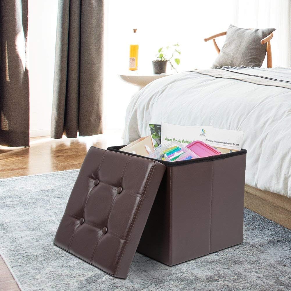 Best brown leather ottoman cube