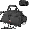 KEMIMOTO Bike Rear Rack Bag Bicycle Trunk Bag 20L Capacity Water Resistant Multifunctional Bicycle Pannier with Rain Cover Bike Saddle Bag for Rear Rack Grocery Shopping Commuter Cycling Trip Black