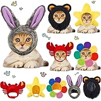 5 Pieces Cat Hat Cat Dog Costume Cute Pet Hat Bunny Rabbit Hat with Ears Headwear Lion Mane Cap Valentine New Years Day Party