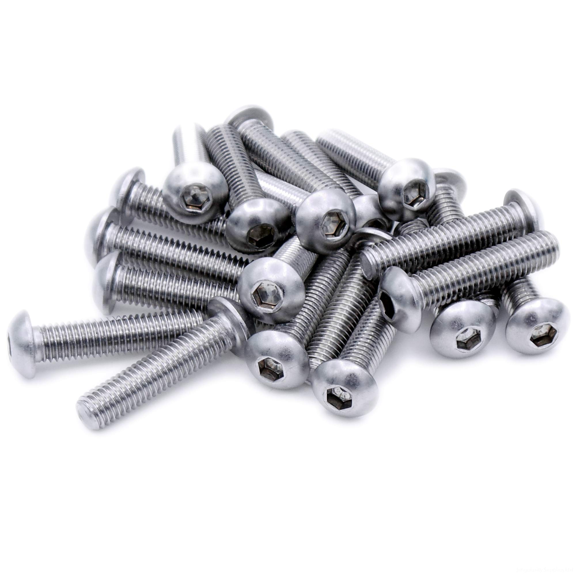 M3 (3mm x 8mm) Hex Socket Button Machine Screw (Bolt) - Stainless Steel (A2) (Pack of 20)
