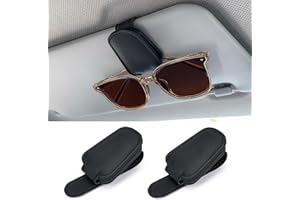 Shering Sunglasses Holders for Car Sun Visor, 2pack Magnetic Leather Glasses Eyeglass Hanger Clip for Car, Visor Sunglasses Holder Clip Car Accessories for Truck