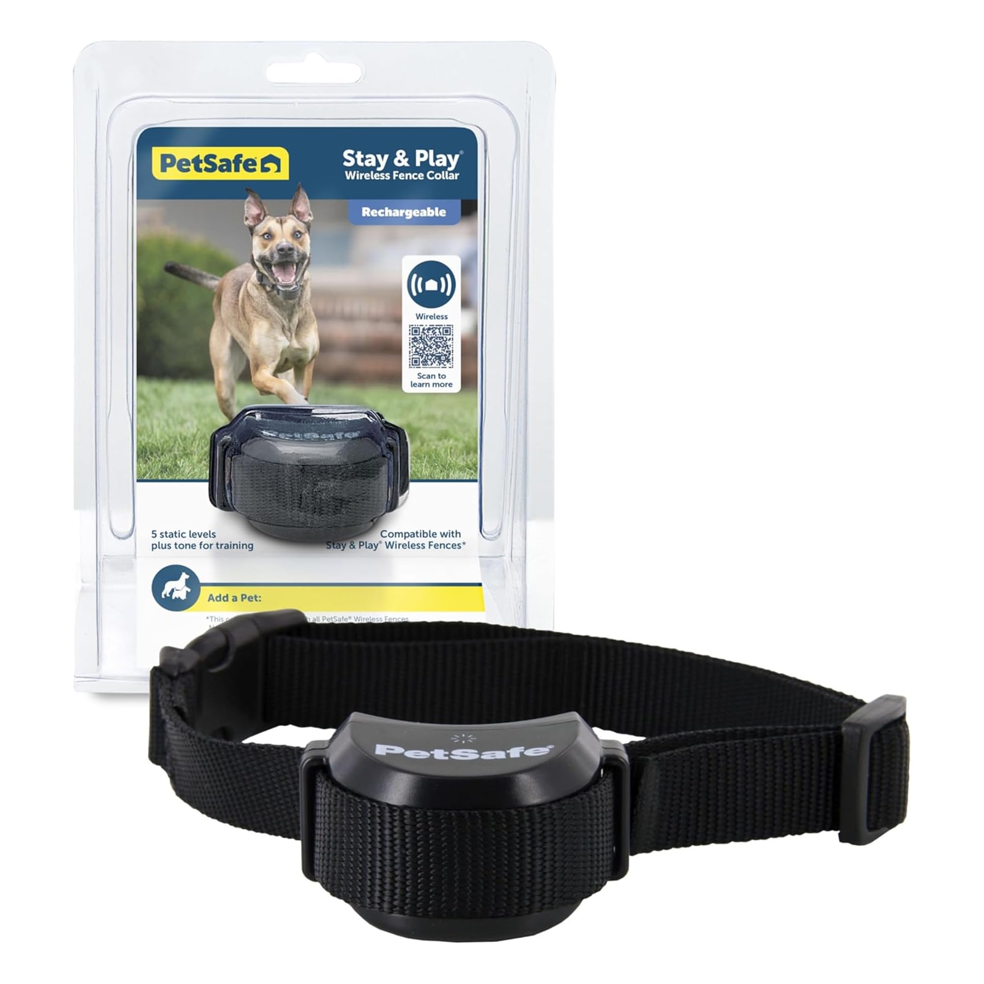 PetSafe Stay & Play Wireless Fence Receive Collar - Rechargeable and Waterproof Receiver Collar with Quick Charge in 2-3 Hours - for Dogs 5lb+ Image
