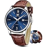 OLEVS Men Leather Watch,Mens Wrist Watches,Big Face Watches for Men,Leather Band Watches for Men,Day Date Watches for Men,Waterproof Watches for Men,Men Classic Watch,Reloj para Hombres