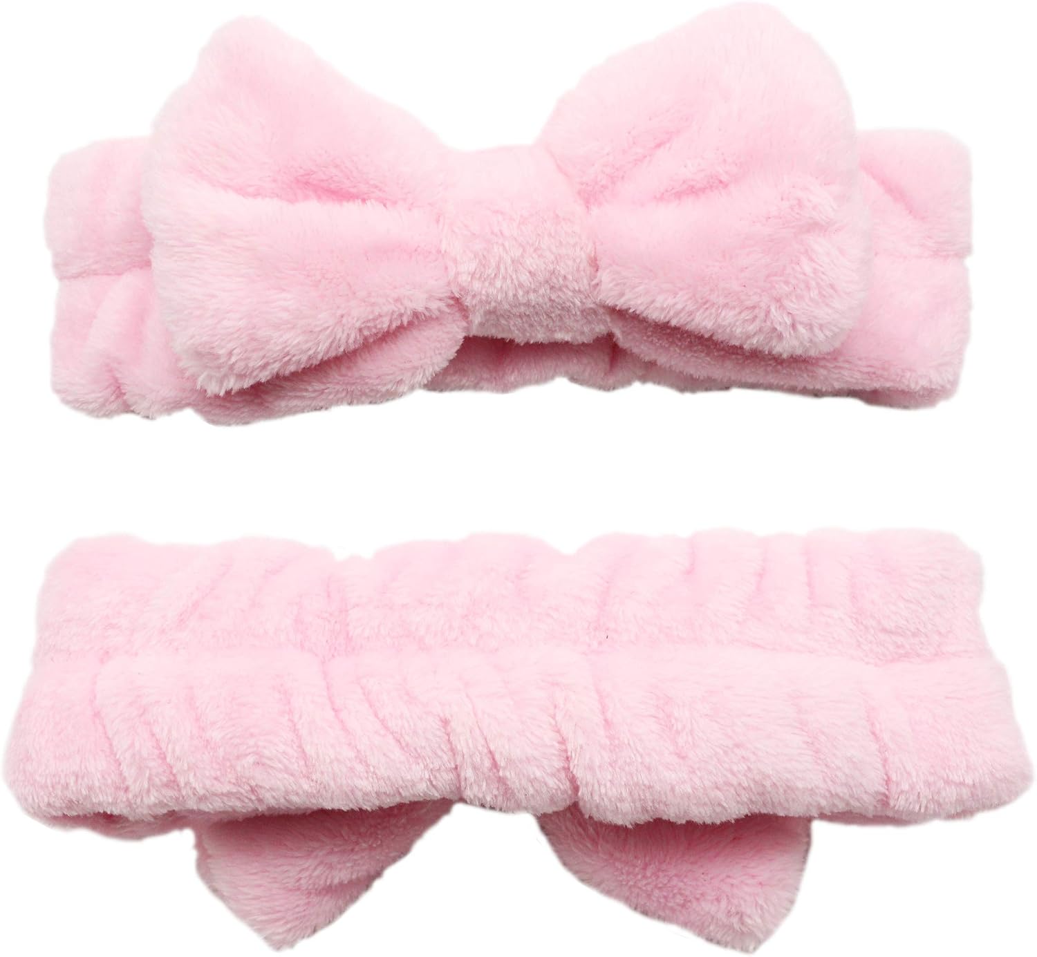Dofash Cute Bowknot Bow Makeup Cosmetic Headbands for Washing Face,Shower Hairbands, Spa Headbands for Women 2PCS (Light Pink+Gray) - Image 5