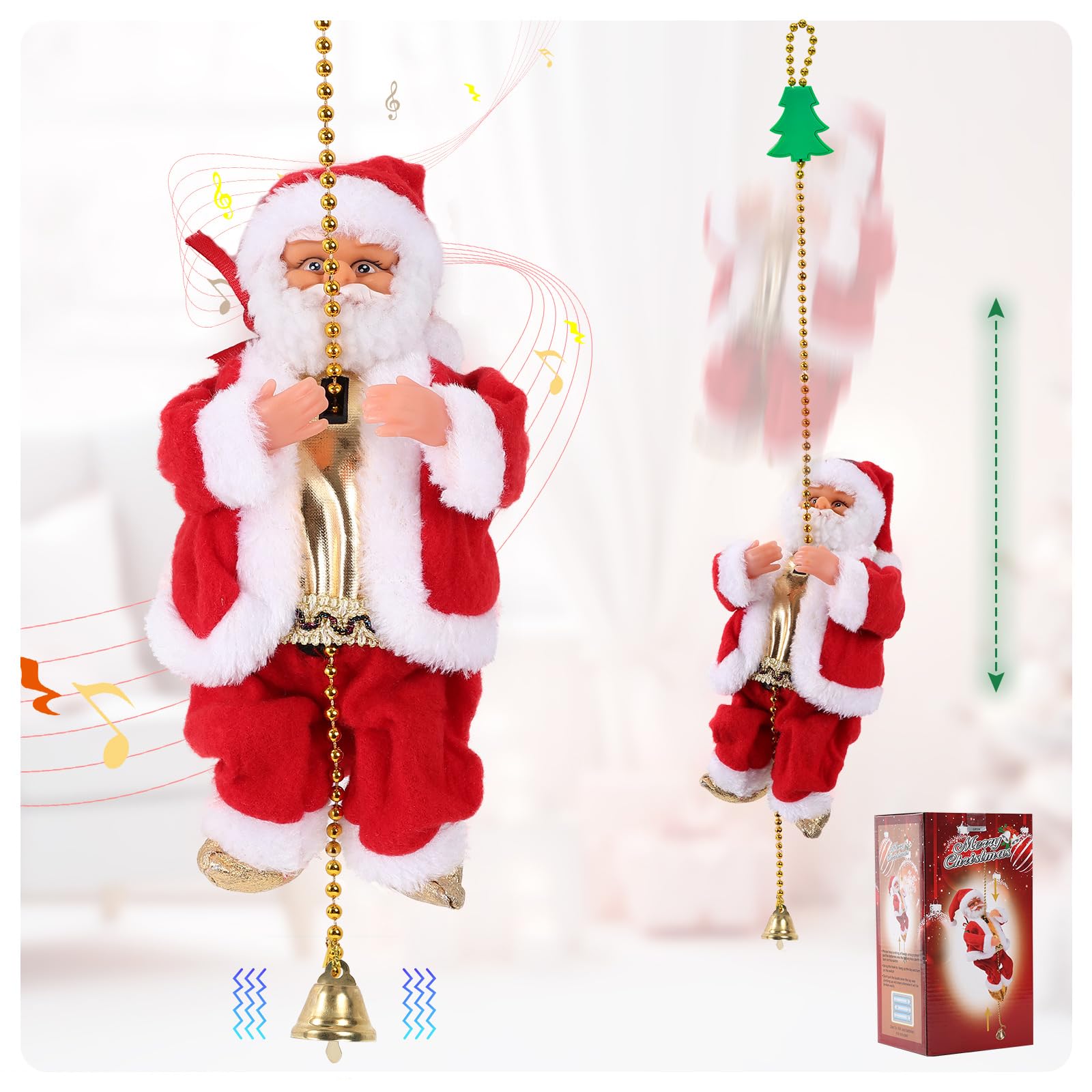 Photo 1 of SdeNow Electric Climbing Rope Santa Claus Novelty Plush Santa Climbing Rope Animated Climbing Christmas Santa Toy Musical Moving Figure Christmas Ornament for Decoration Gift