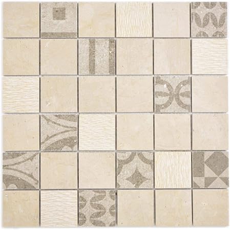 Azulejos cuadrados de mármol y cerámica, mezcla de beige, para la pared