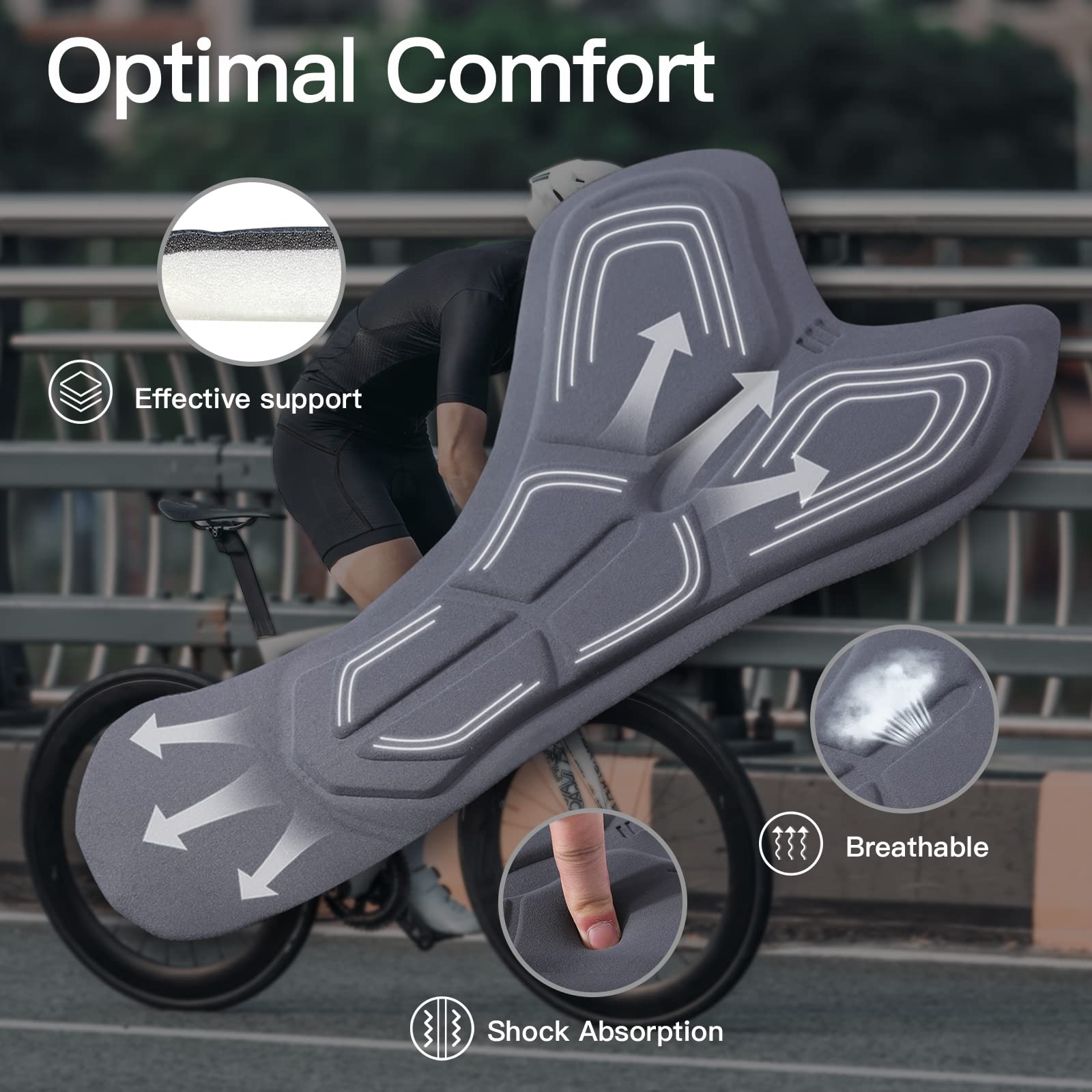 NOOYME Fahrradhose Herren Radunterhose Schnelltrockende Radlerhose Herren mit Sitzpolster 4D Atmungsaktive Fahrradunterhose Gepolstert Elastische Radhose Leichte Radlerhose 5