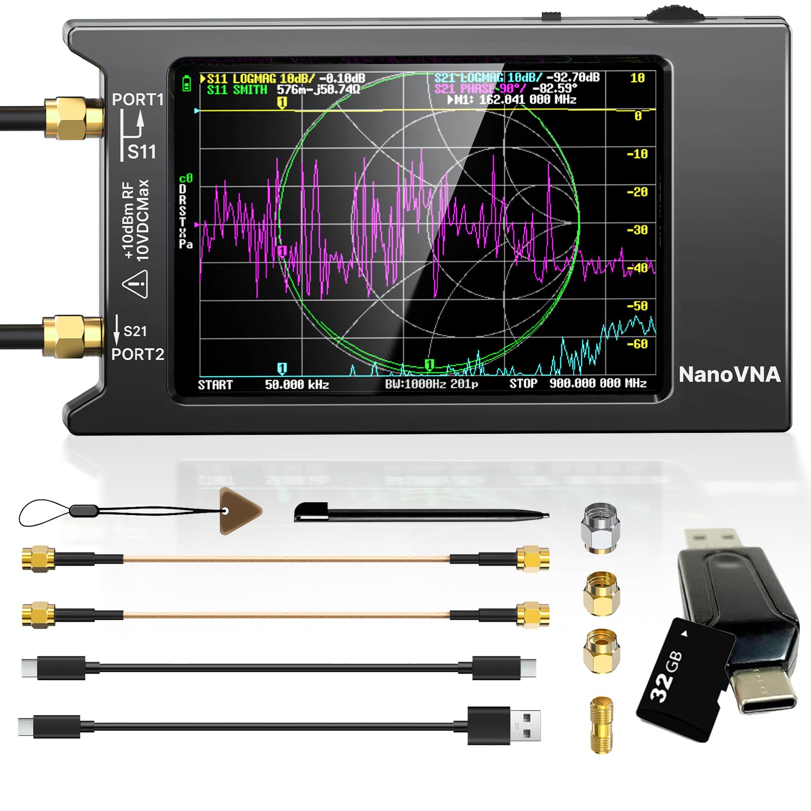 Photo 1 of AURSINC NanoVNA-H4 Vector Network Analyzer with 32GB Card, Latest V4.4 9KHz-1.5GHz 4" Touchscreen Nano VNA Antenna Analyzer Ham Radio, HF VHF UHF Measuring S Parameters, SWR, Phase, Delay, Smith Chart