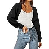 AGSEEM Women's Bolero Shrug Sweater Long Sleeve Knit Open Front Cropped Cardigans Casual Loose Ribbed Knitwear Y2K Tops 2026