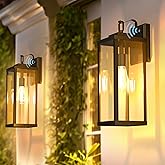 DORESshop 2-Pack Dusk to Dawn Large Outdoor Wall Lights 16 Inch, IP65 Waterproof Anti-Rust Exterior Wall Sconces, Matte Black