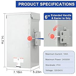 Bknius Manual Transfer Switch 100 Amp, NEMA 4X