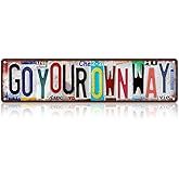 TREEPERI Vintage Go Your Own Way Street Sign Wall Decor Metal Tin Signs for Bar Home Bedroom Garage