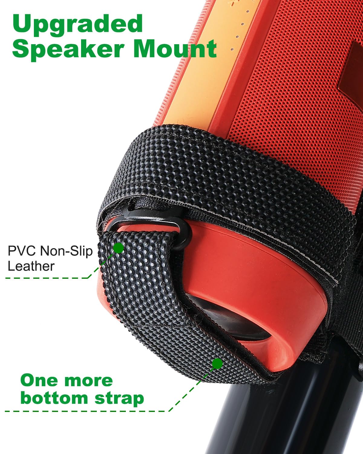 GOFORWILD Portable Speaker Mount, Waterproof Speaker Strap for Bluetooth Wireless Speakers, Compatible with Golf Cart Railing/Bike/Moto/Boat/ATV,Black